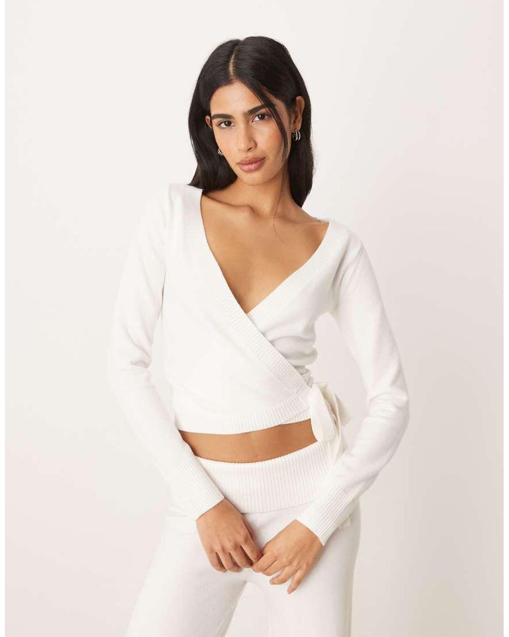Hollister White Gilly Hicks Cosy Knit Multi-way Wrap Sweater Co-ord