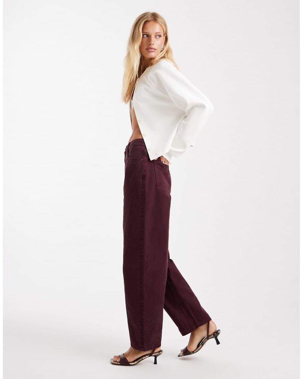 ASOS Red Slim Barrel Jeans