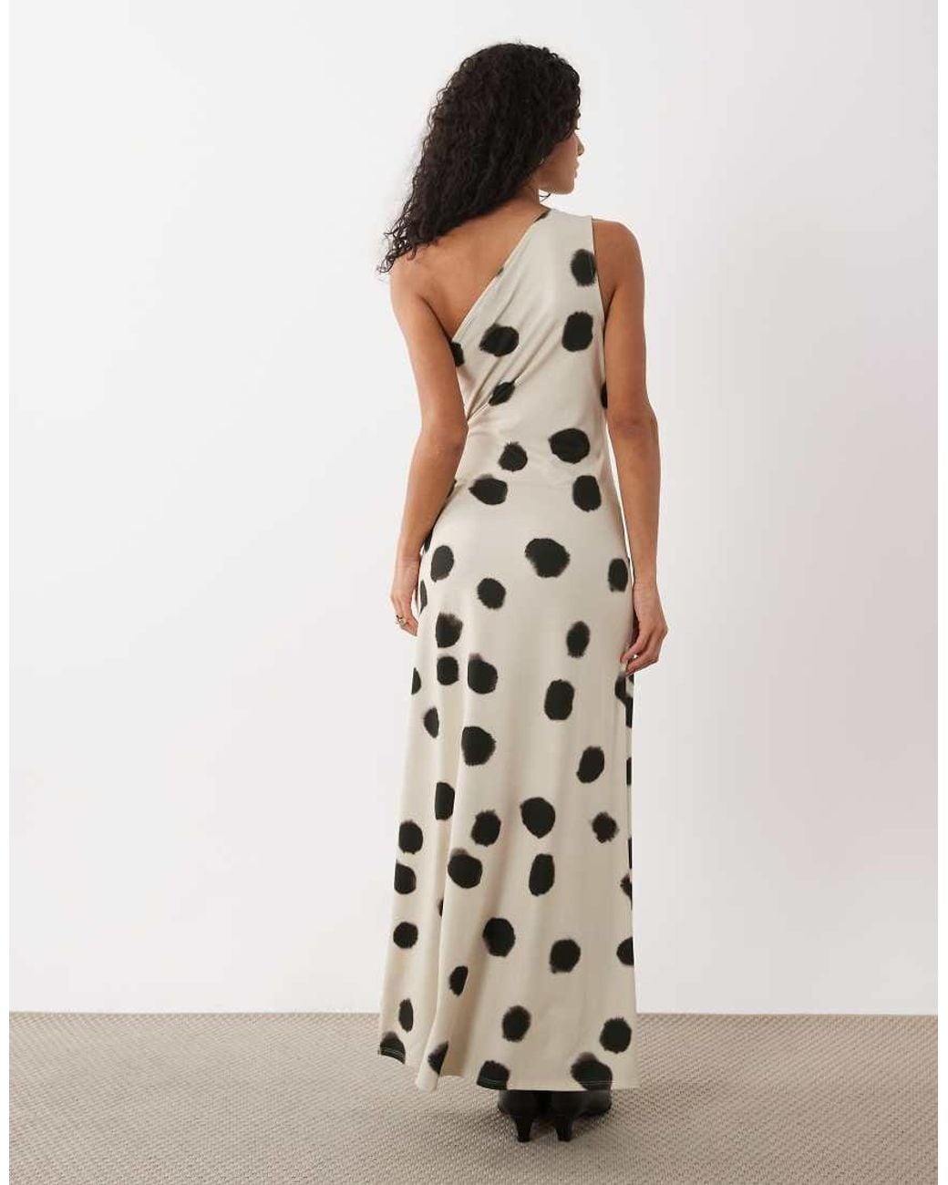 ASOS White One Shoulder Polka Dot Maxi Dress