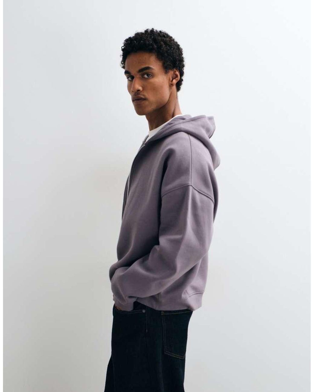 ASOS Purple Extreme Oversized Zip Through Hoodie With Side Seam Pockets for men