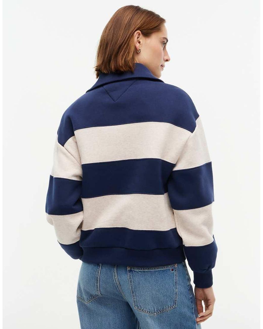 Tommy Hilfiger Blue Fleece Relaxed Quarter-Zip Sweatshirt