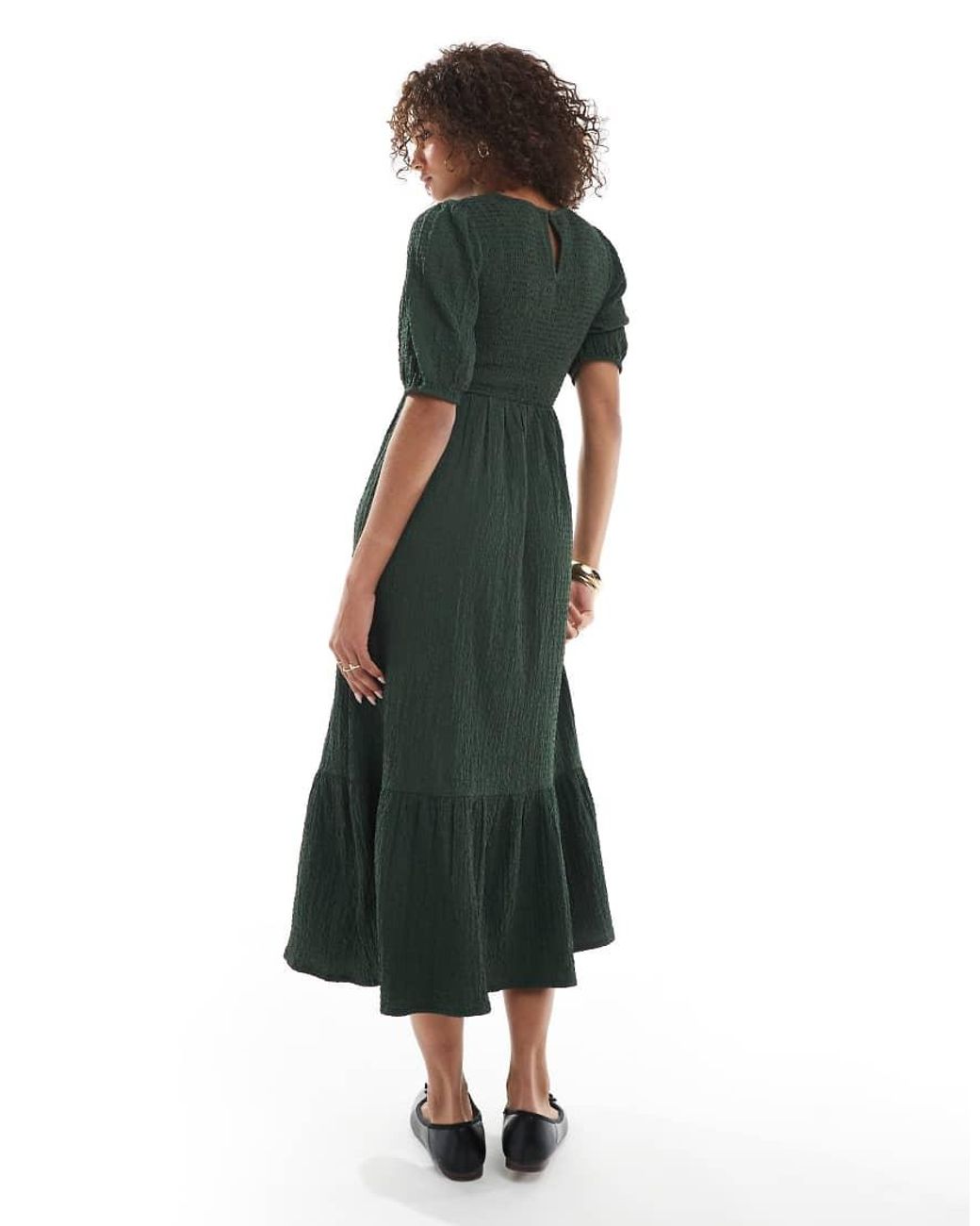 Wednesday's Girl Green Shirred Bust Midaxi Dress