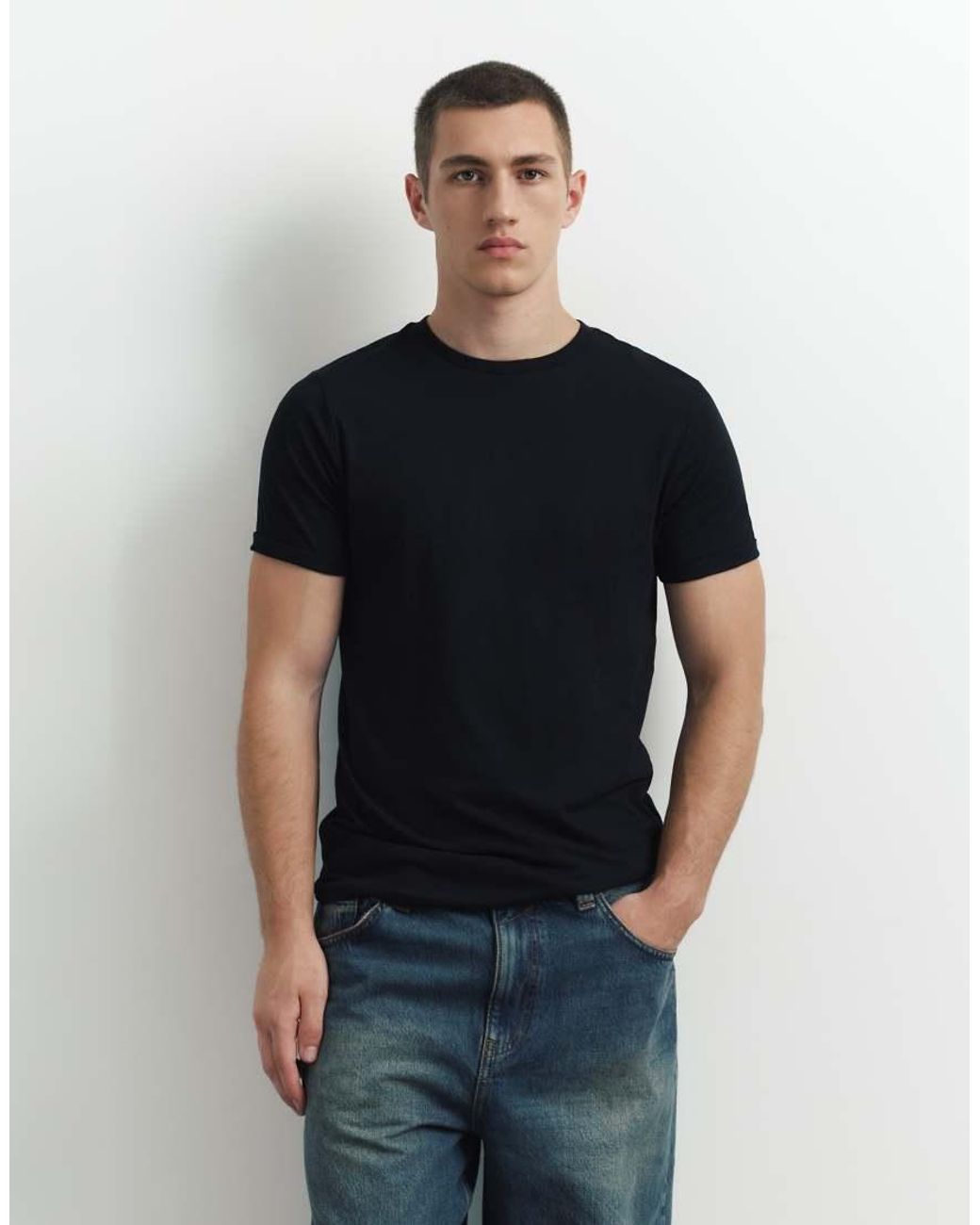 Pull&Bear Basic Aansluitend T-Shirt in het White voor heren