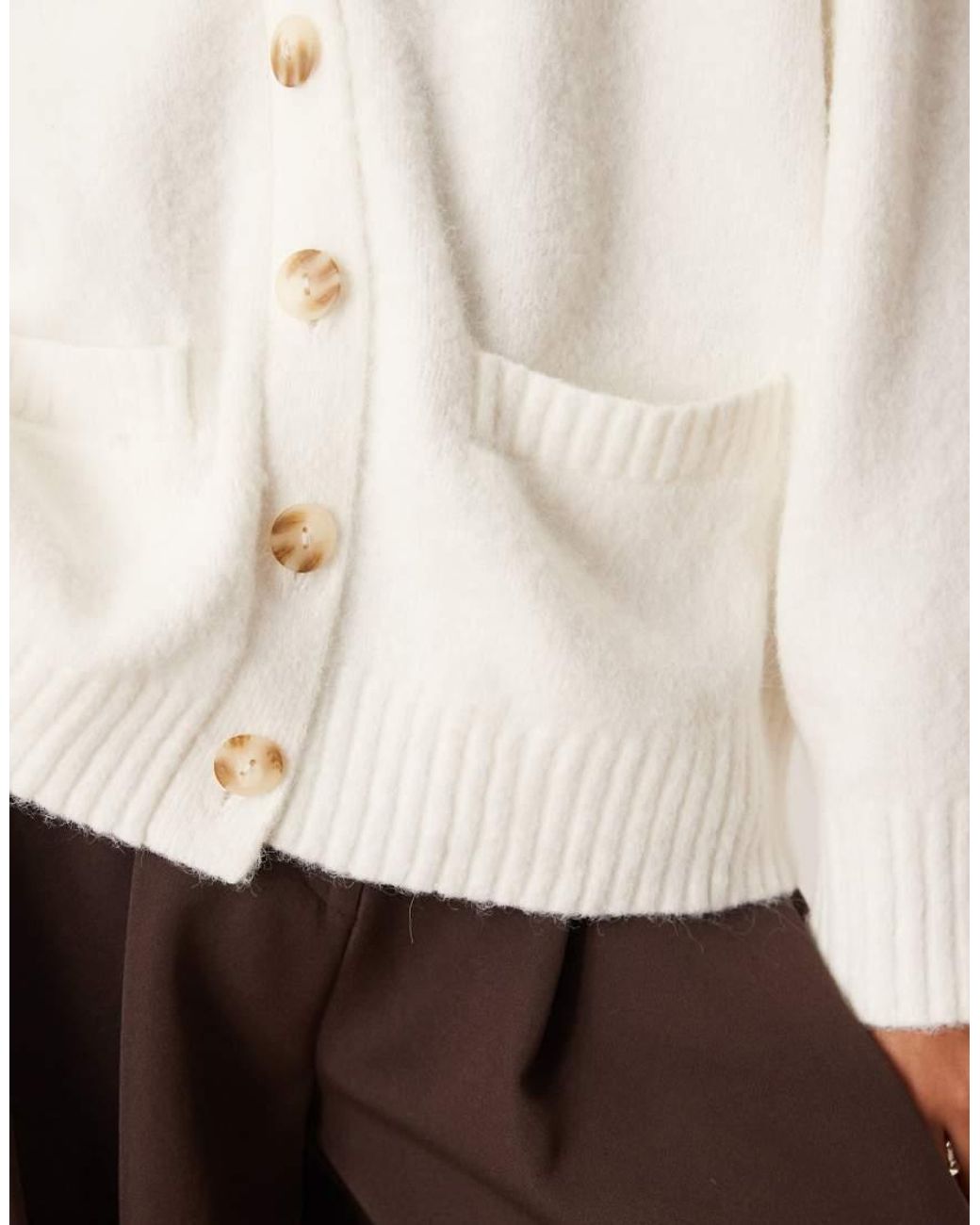 Abercrombie & Fitch White Cable Knit Dad Cardigan