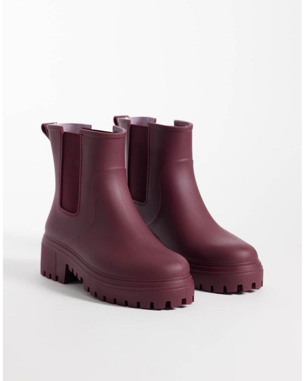 London Rebel Purple Phoebe Chunky Chelsea Rain Boots