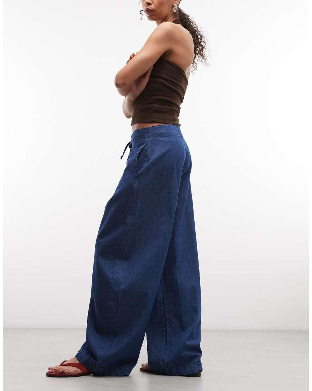 ASOS Blue Lightweight Pull-on Barrel Pants