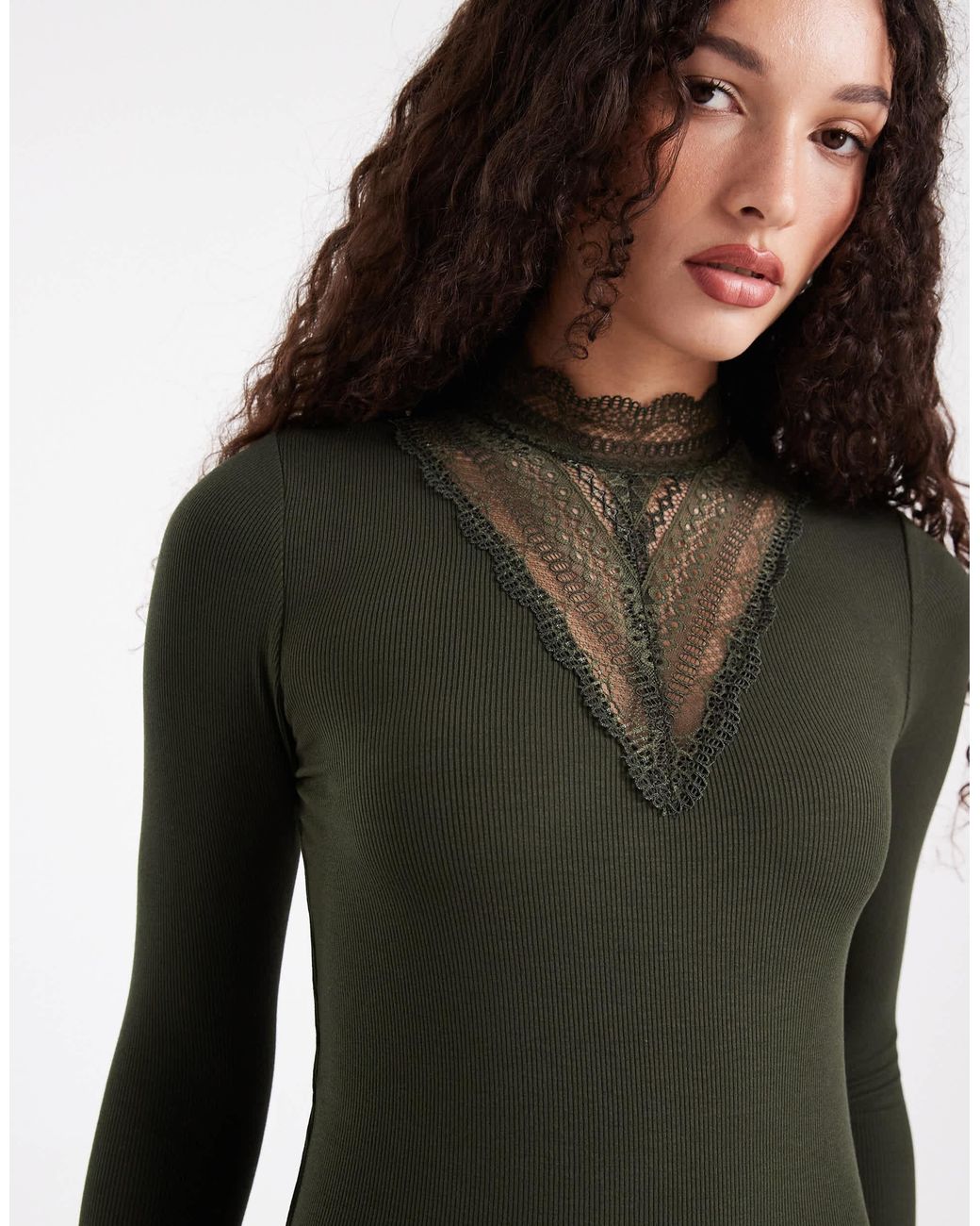 ONLY Black Long Sleeve Lace Insert Top
