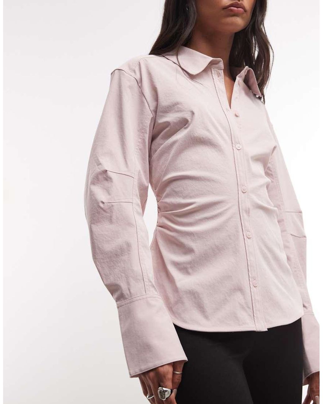 Monki Pink Cinched Waist Shirt