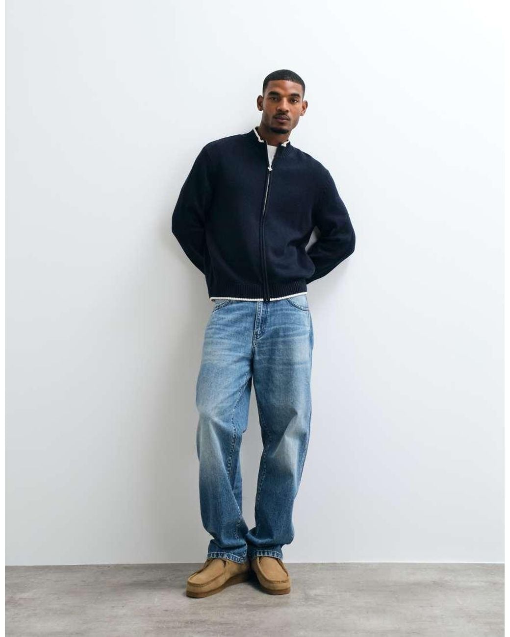 Jack & Jones Blue Zip Through Knit Cardigan for men