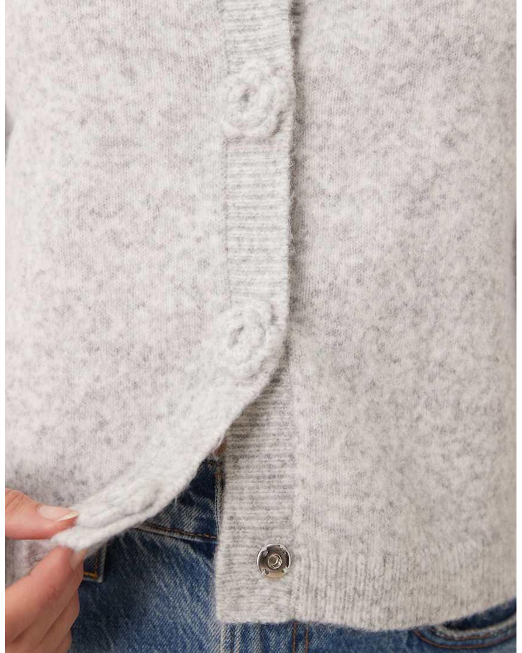 Jdy Gray Rose Buttons Detail Cardigan