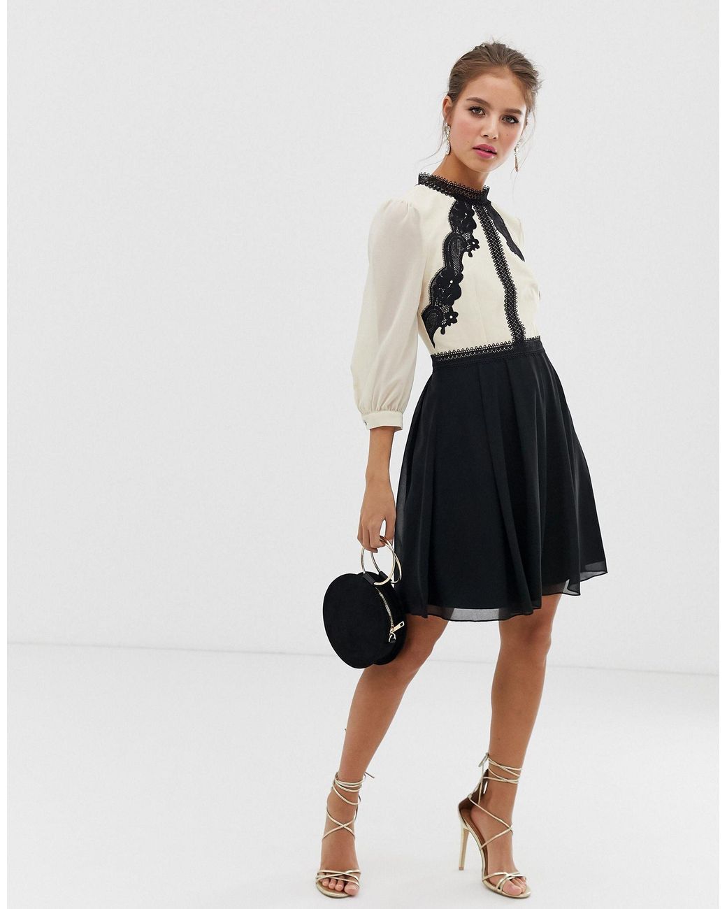 little mistress lace skater dress