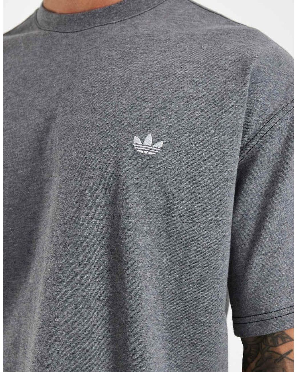 Adidas Originals Gray Trefoil Essentials Melange Loose Cropped Tee for men