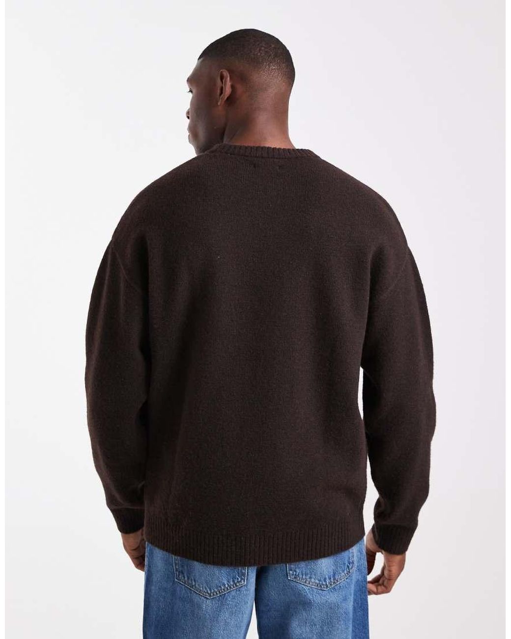 JJ Rebel Black Relaxed Fit Fluffy Crew Neck Jumper for men