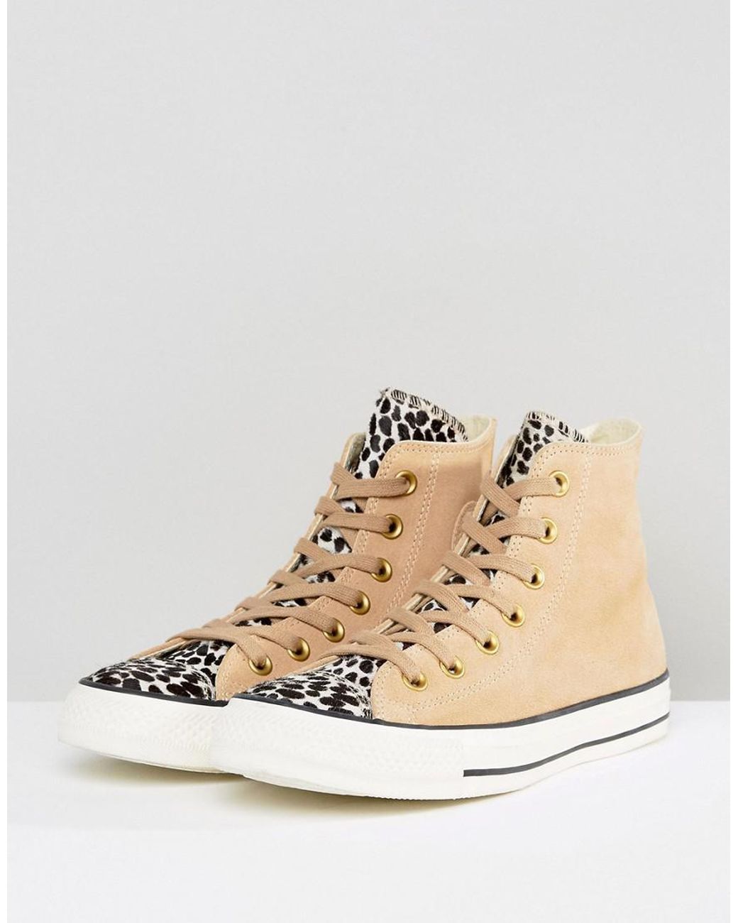 Converse Chuck Taylor All Star Leopard Hi Top Sneakers In Tan in Natural |  Lyst