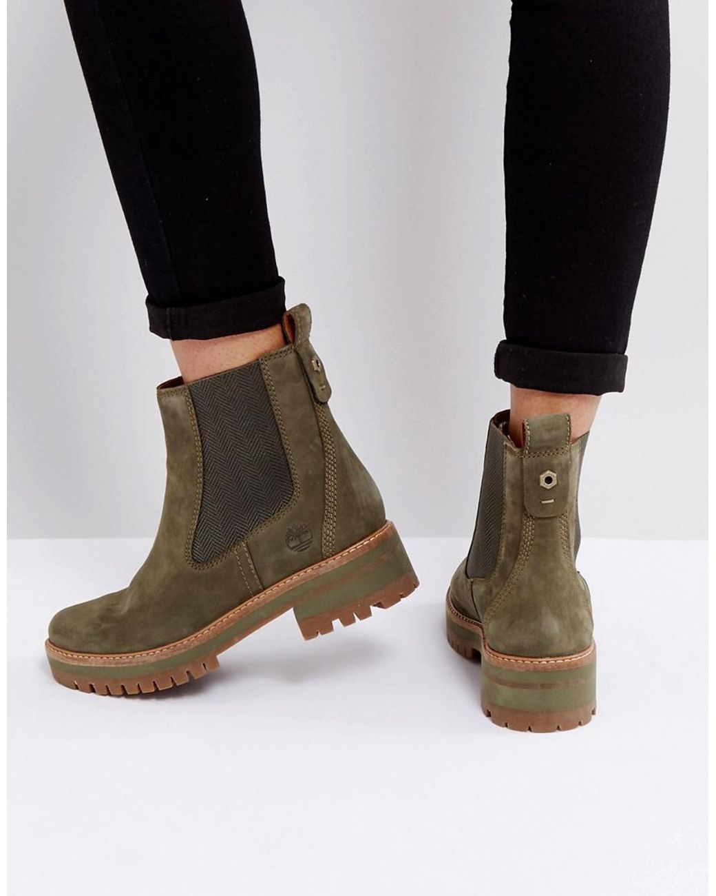 Timberland Courmayeur Valley Olive Chelsea Boots in Green | Lyst