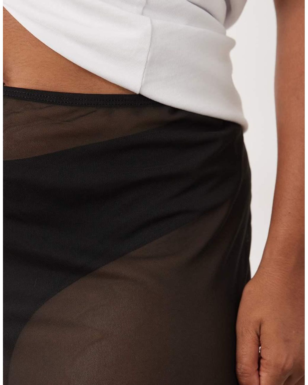ASOS Black Asos Design Curve Sheer Mesh Midi Skirt