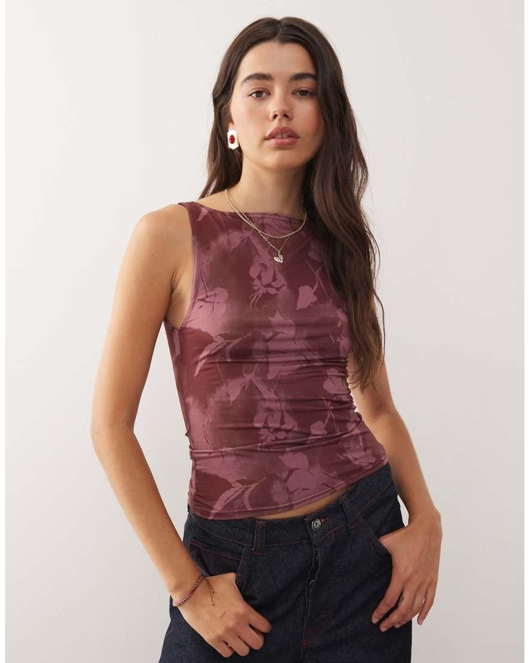 Reclaimed Vintage Red Slash Neck Tank