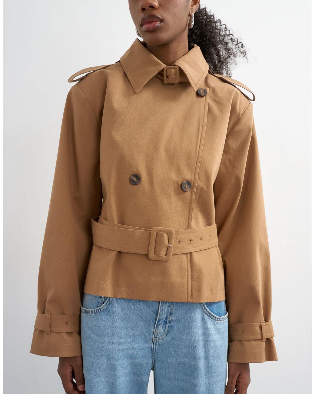 TOPSHOP Blue – cropped-trenchcoat