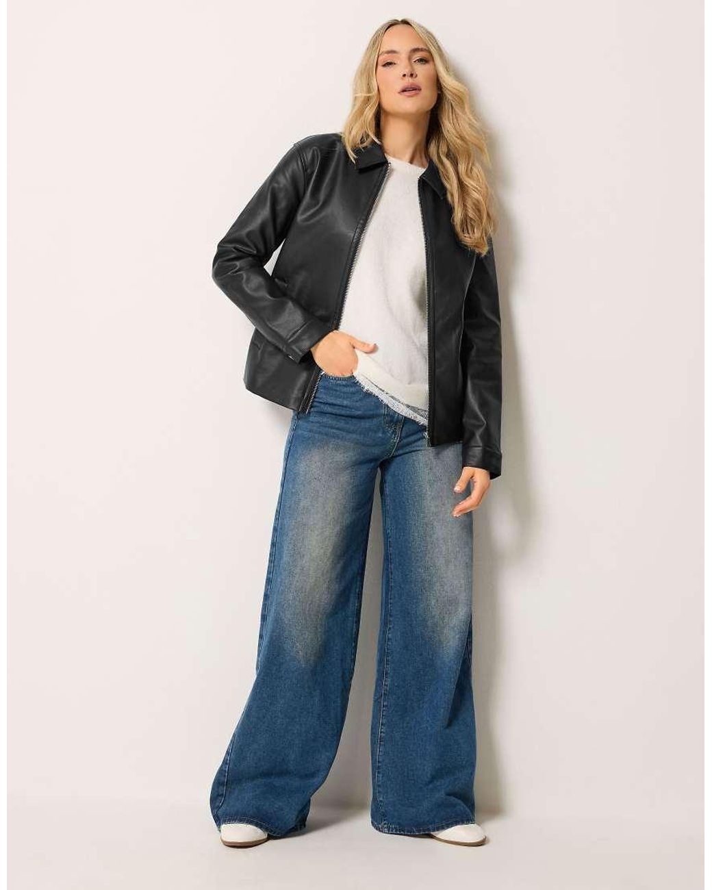 Long Tall Sally Black Faux Leather Zip Jacket