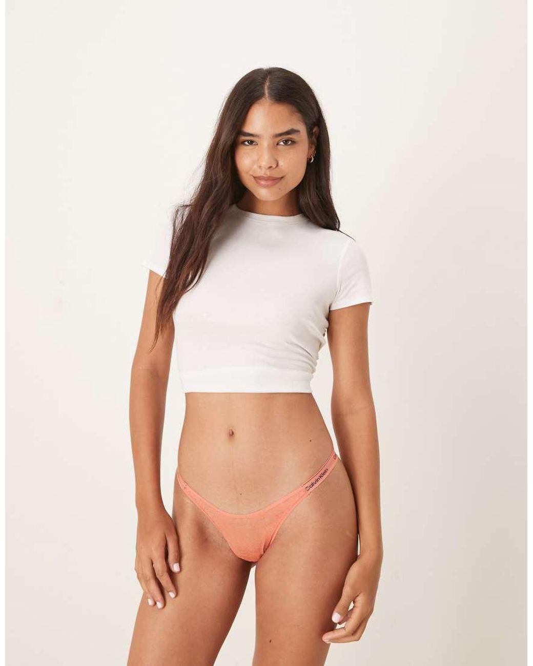 Calvin Klein Brown Icon Lace Dipped Thong