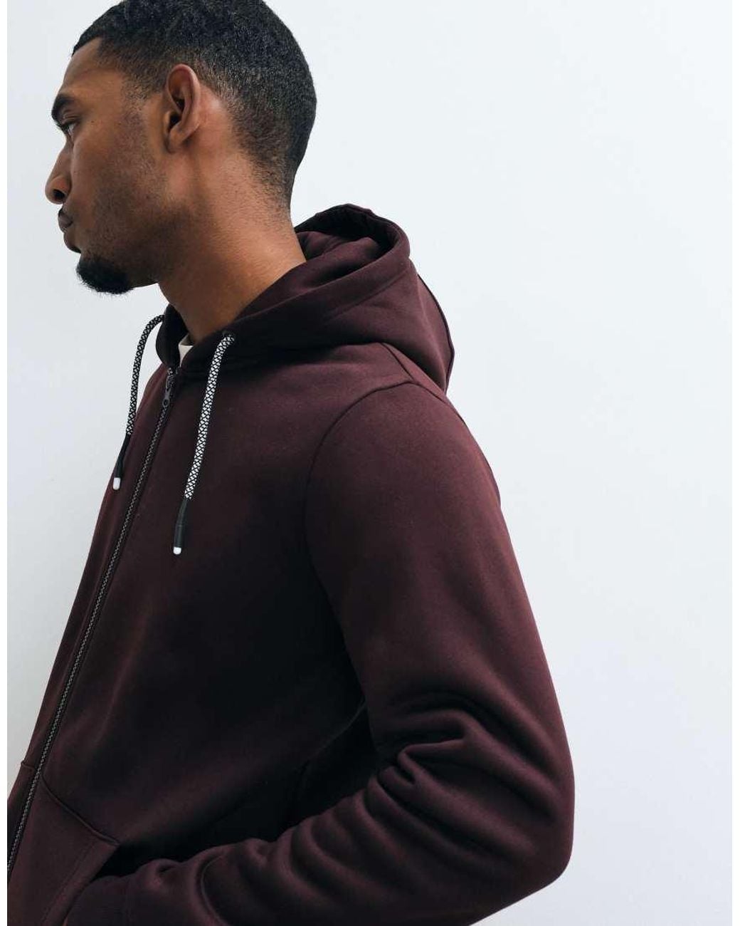 Brave Soul Black Zip Through Hoodie With Drawcords for men