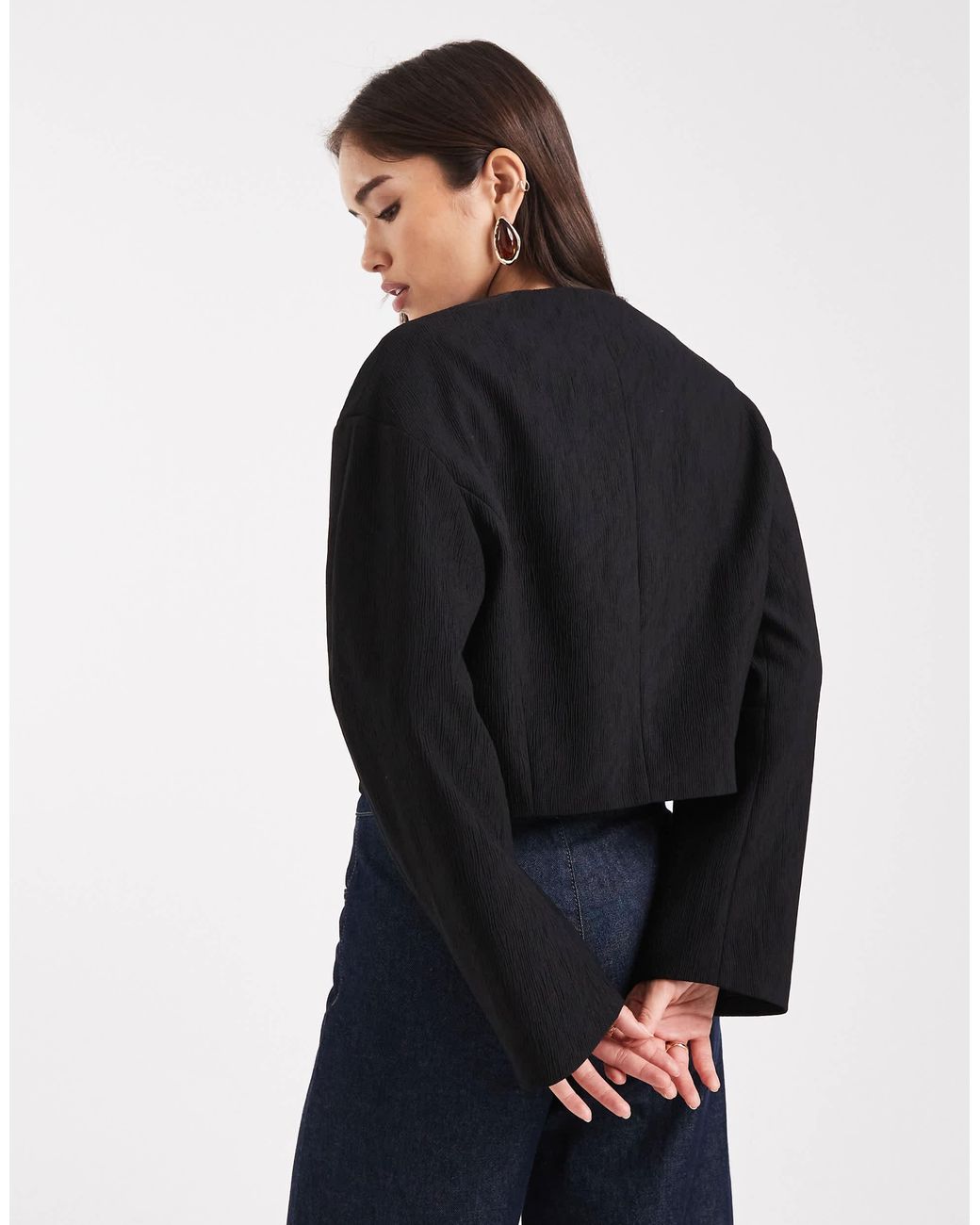 ASOS Black Cropped Textured Blazer