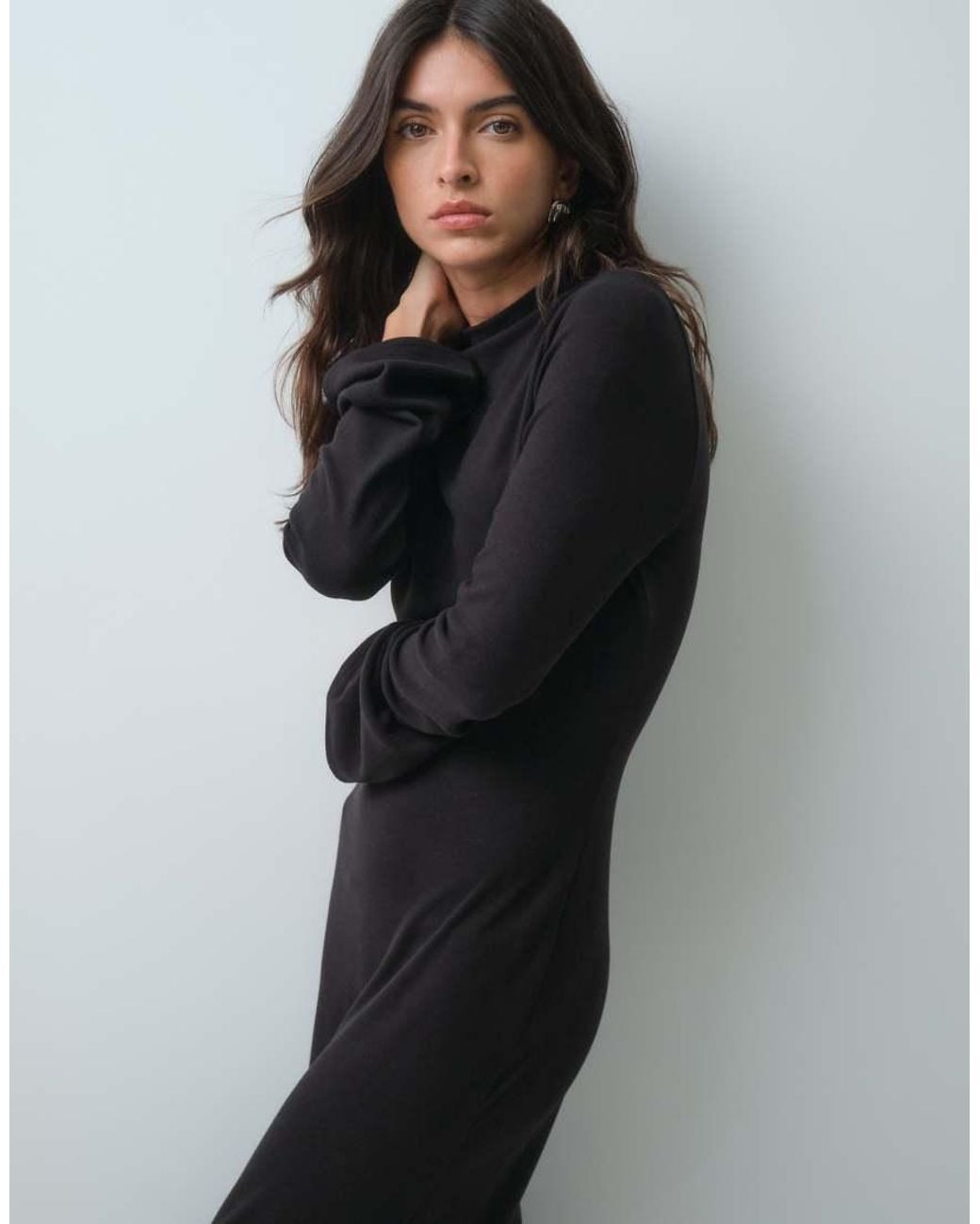ASOS Black Supersoft Fluffy Midi Dress
