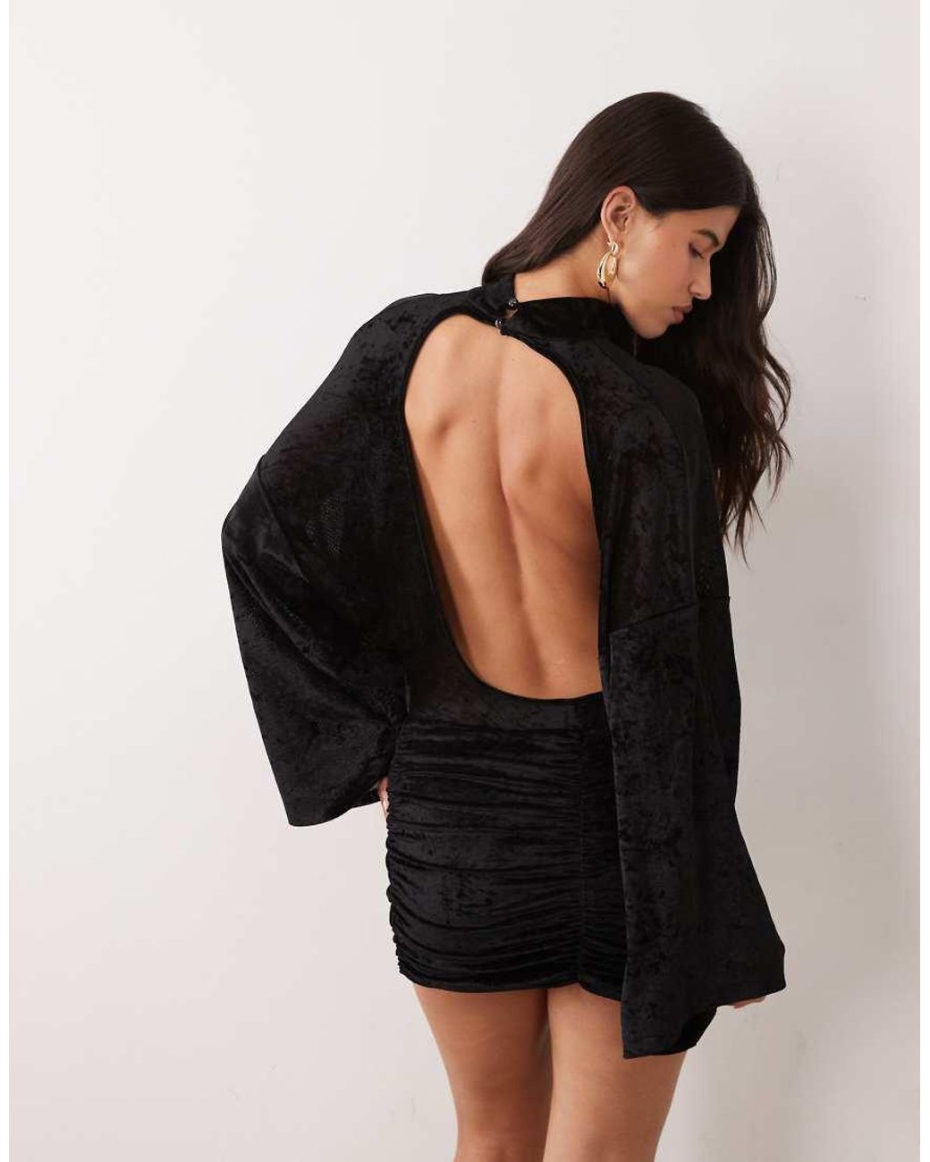ASOS Black Velvet Mesh Mini Dress