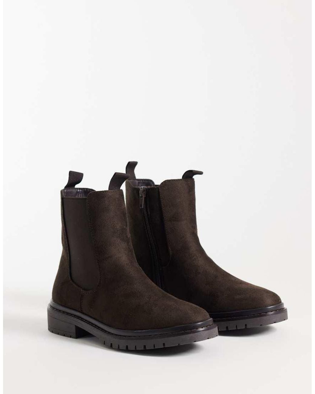 New Look Brown Faux Suede Chunky Chelsea Boot