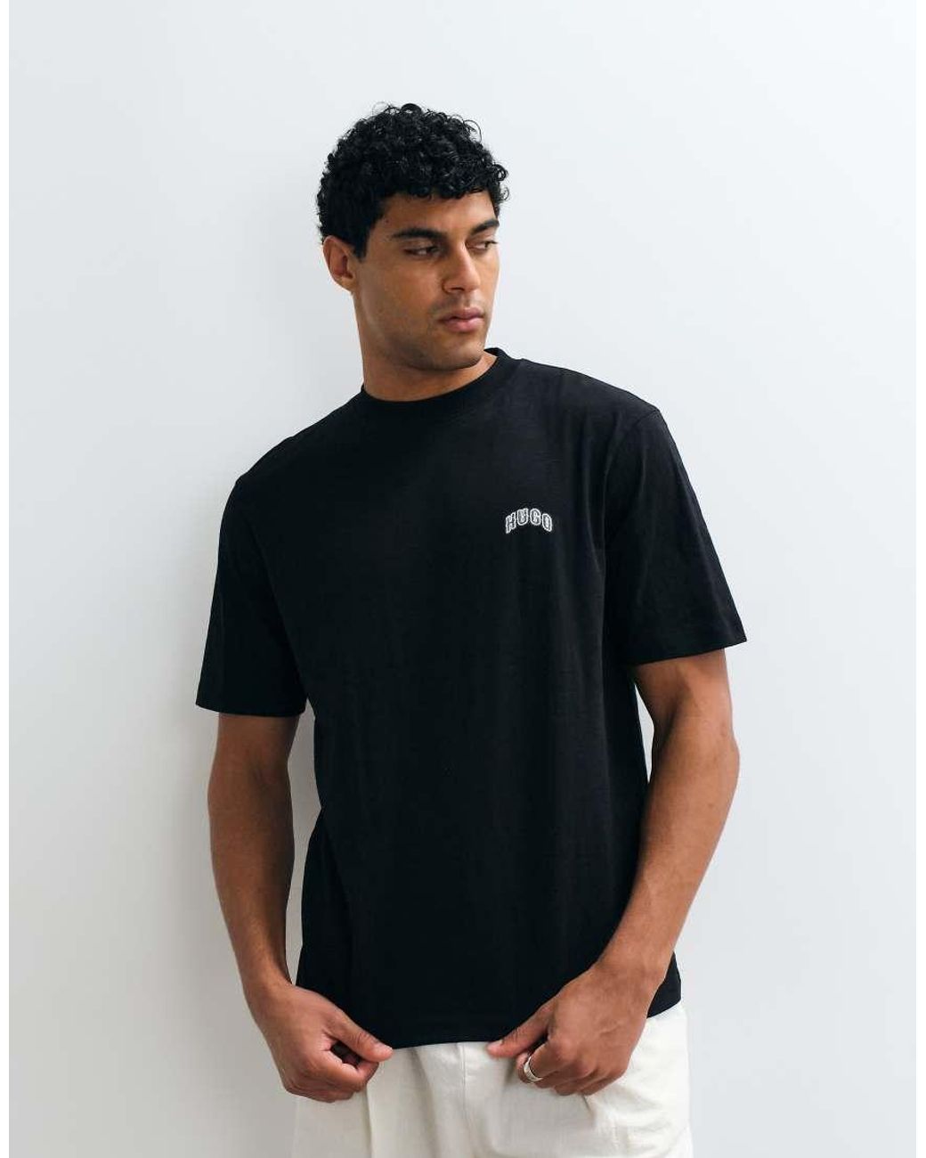 Camiseta De Corte Estándar En Con Logo En El Pecho Nowboi HUGO de hombre de color Blue