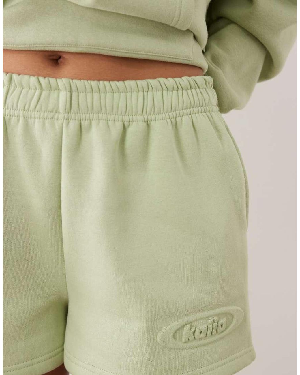 Kaiia Green Studio Embossed Logo Mini Shorts