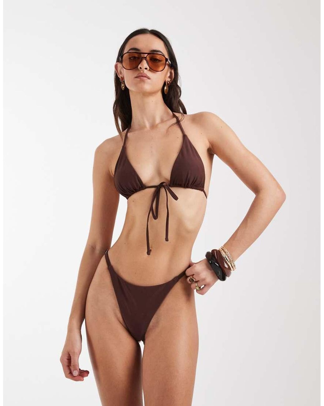 Pieces Natural Adjustable Thong Bikini Bottoms Co-ord