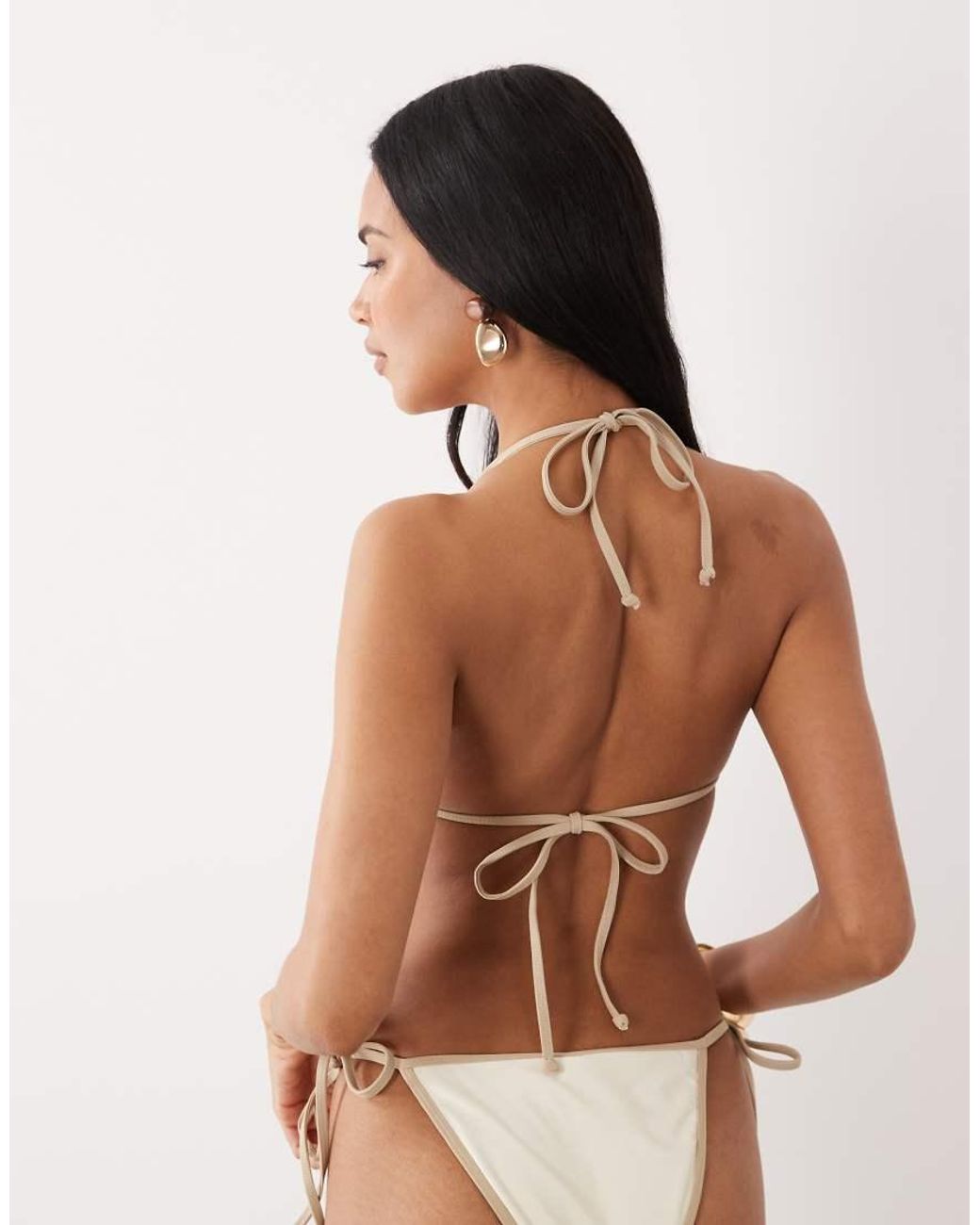 South Beach Black Triangle Bikini Top With Beaded Starfish Detail