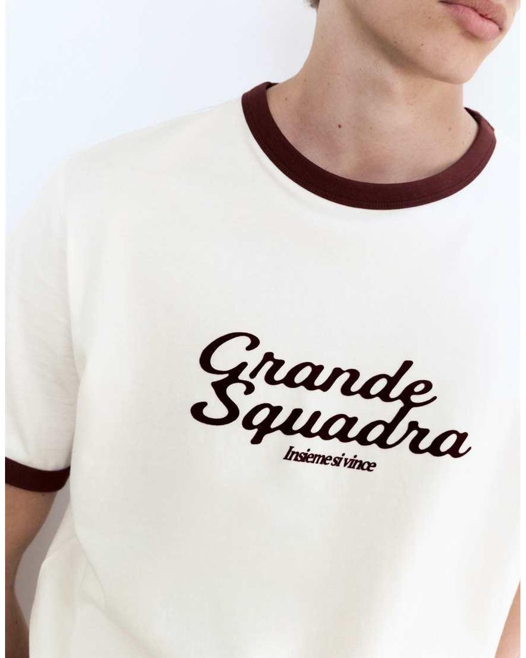 Pull&Bear White Grande Squadra T-shirt for men