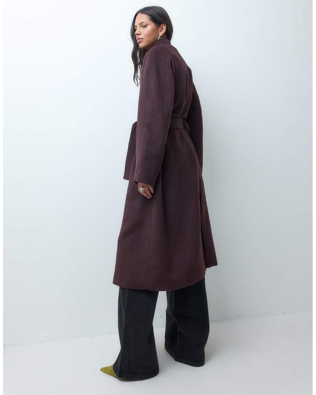 ASOS Blue Formal Longline Waterfall Coat With Wool