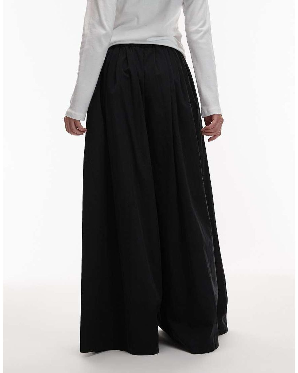 ASOS Black Cotton Nylon Super Wide Leg Trousers