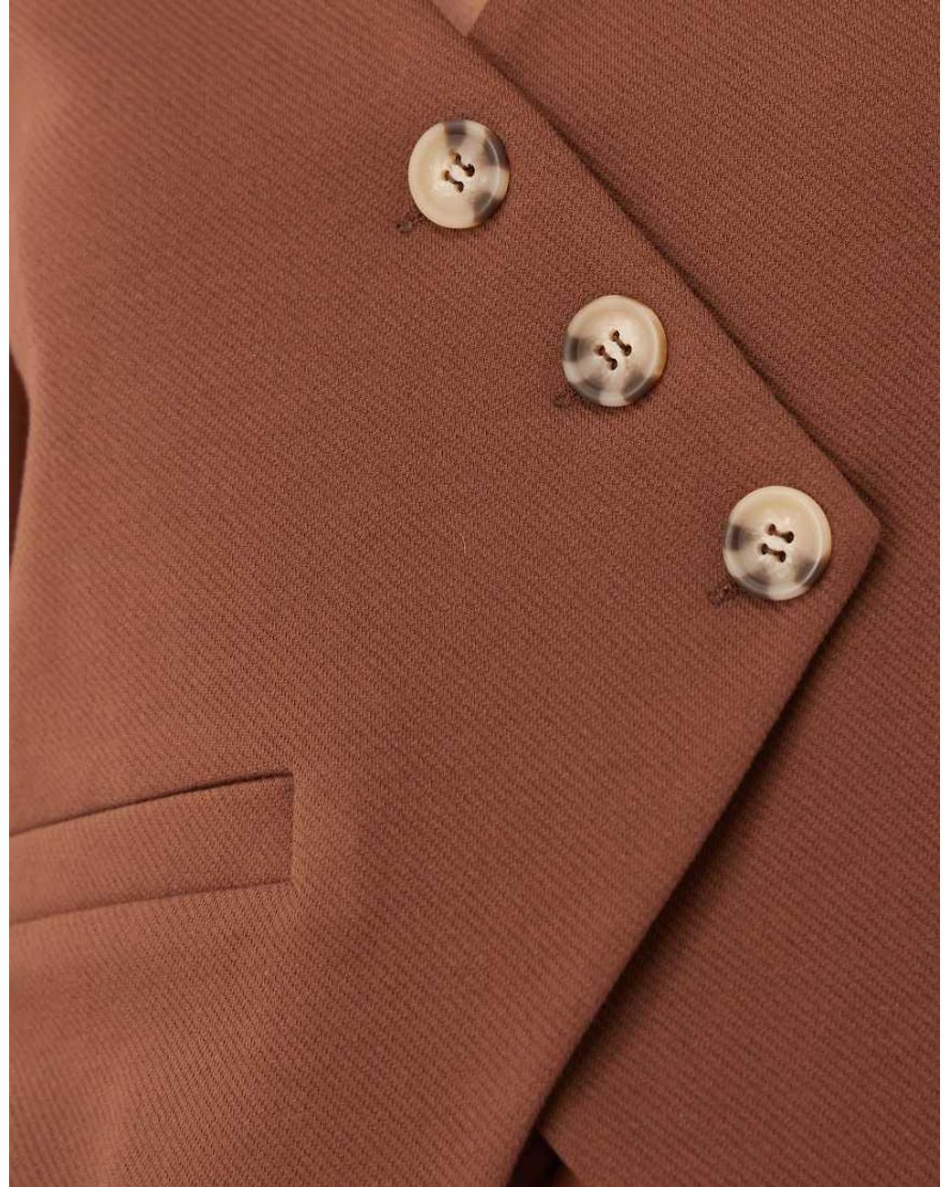 ASOS Brown Jersey Twill Asymmetric Waistcoat Top