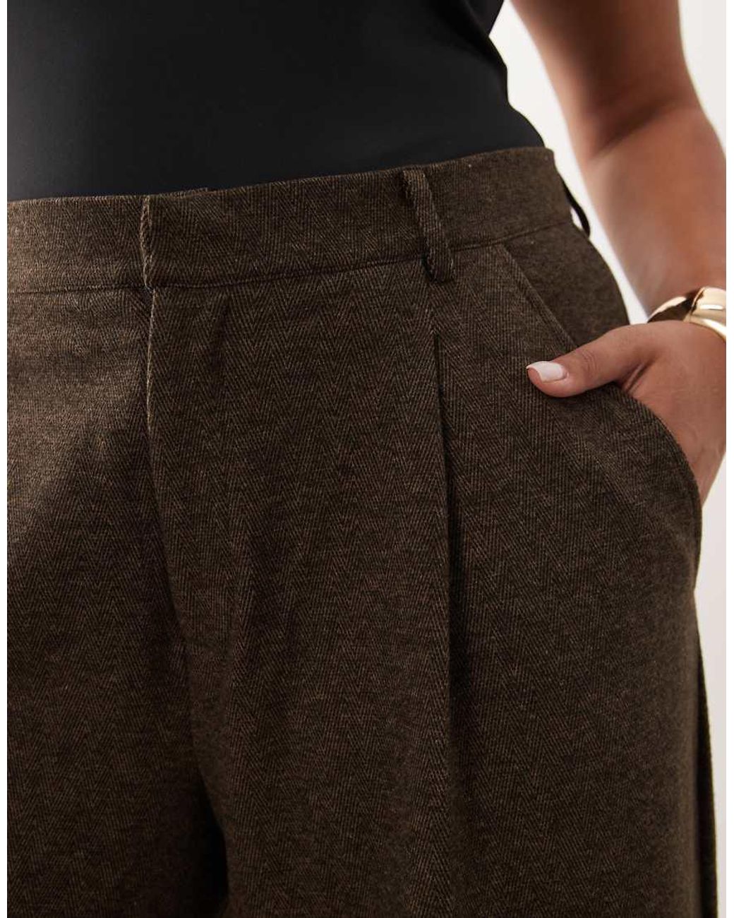 ASOS White Asos Design Curve Brushed Wide Leg Pants