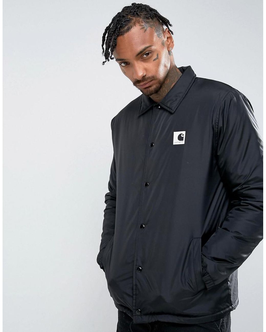 Carhartt WIP Coach Jacket With Faux Shearling Lining in Black for Men | Lyst