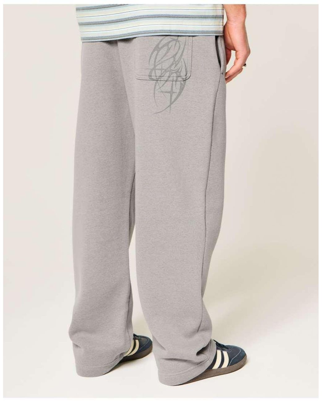 Hollister White Back Pocket Graphic Baggy Sweatpants for men