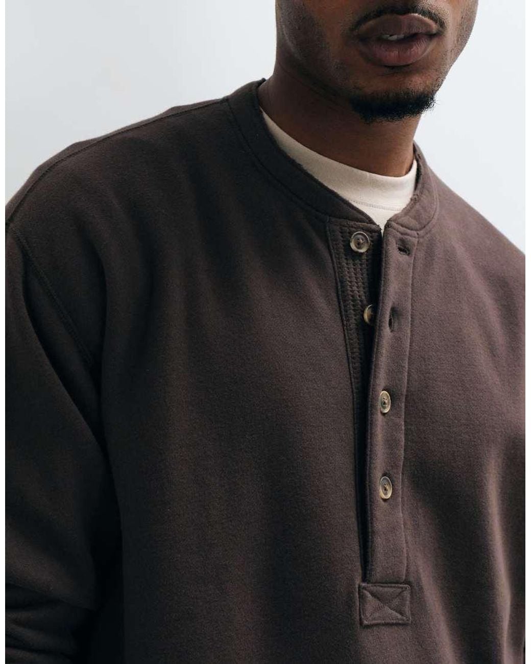 Abercrombie & Fitch Black Oversized Heavyweight Henley Top for men