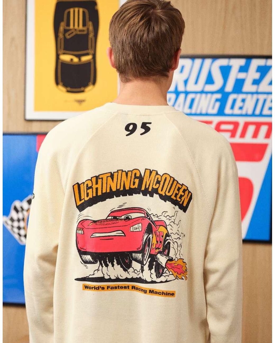 ASOS Orange Disney Pixar Boxy Long Sleeve T-shirt With Cars Print