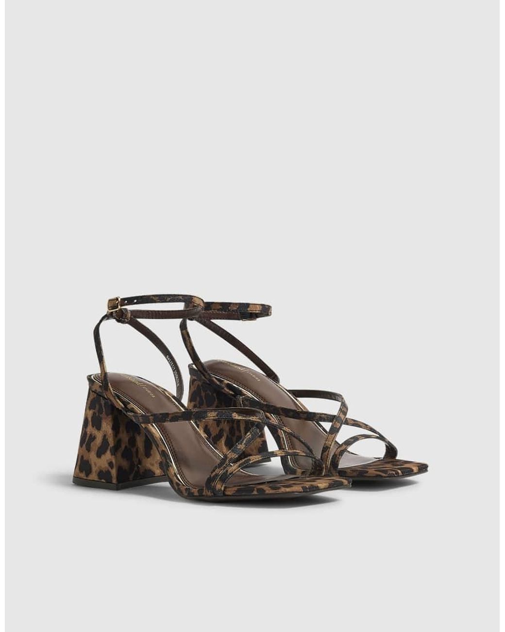 River Island Black Leopard Block Heel Sandals