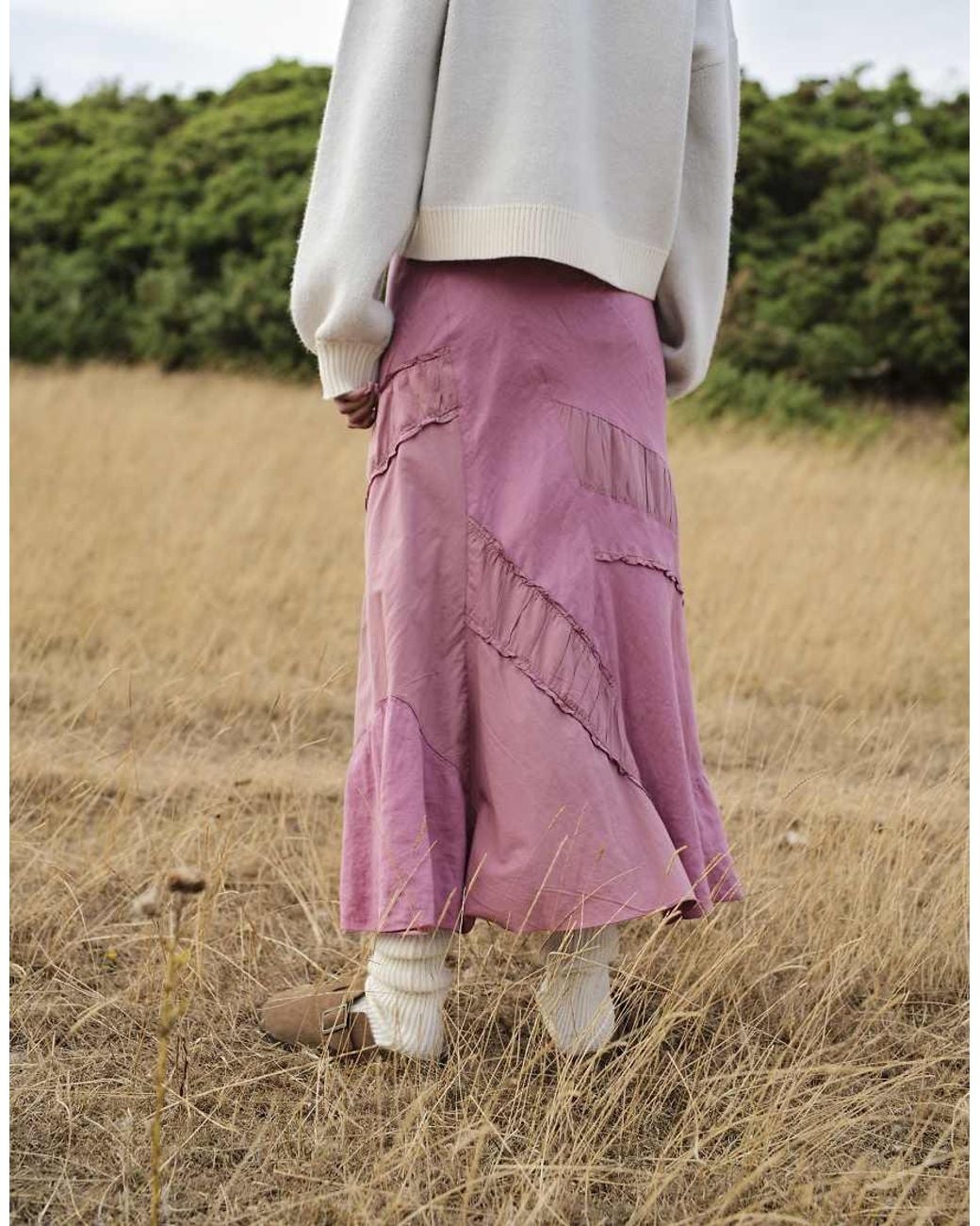 Daisy Street Green Crinkle Midi Skirt