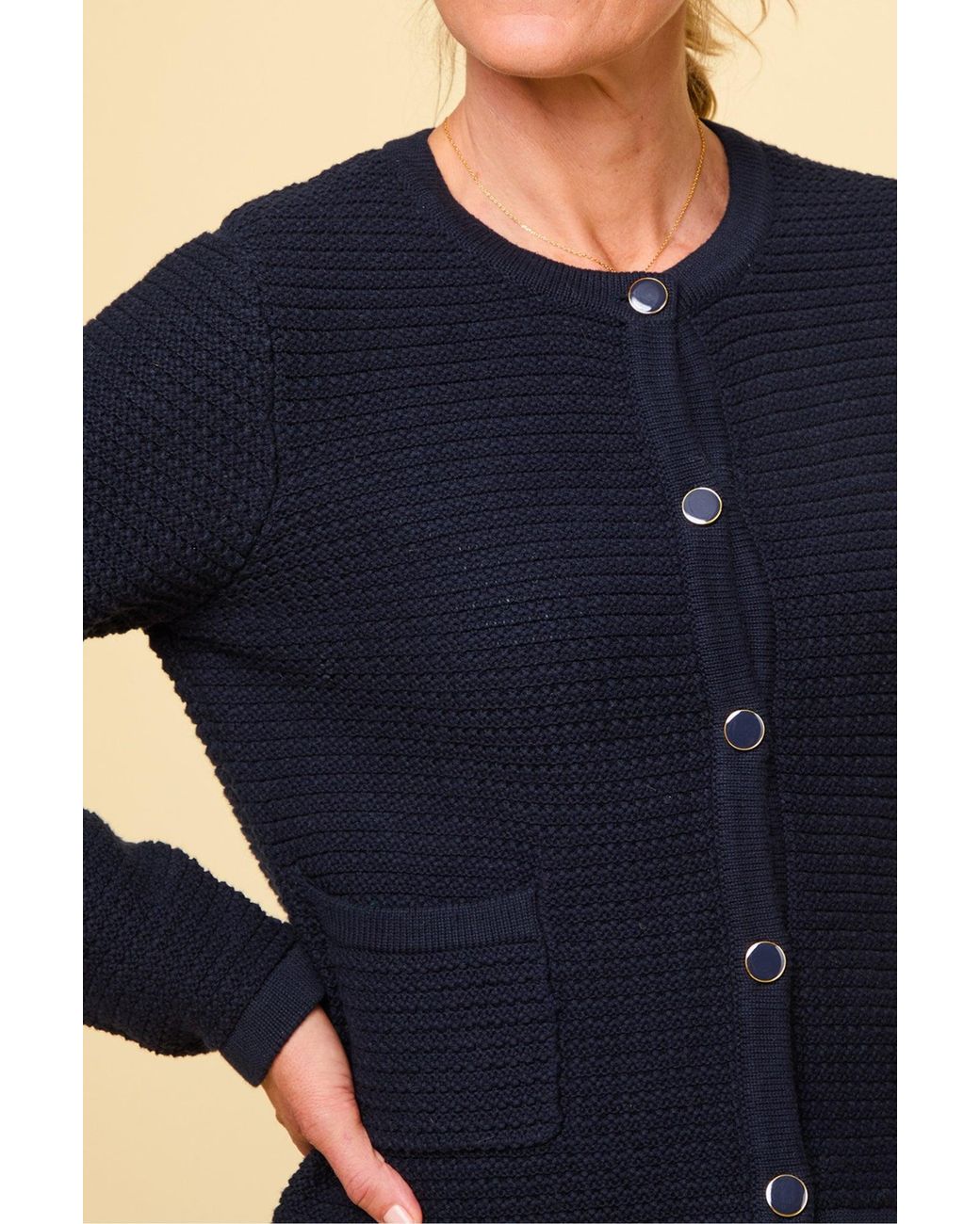Aspiga Blue Ladies Sustainable Constanza Cardigan Cotton Button Up