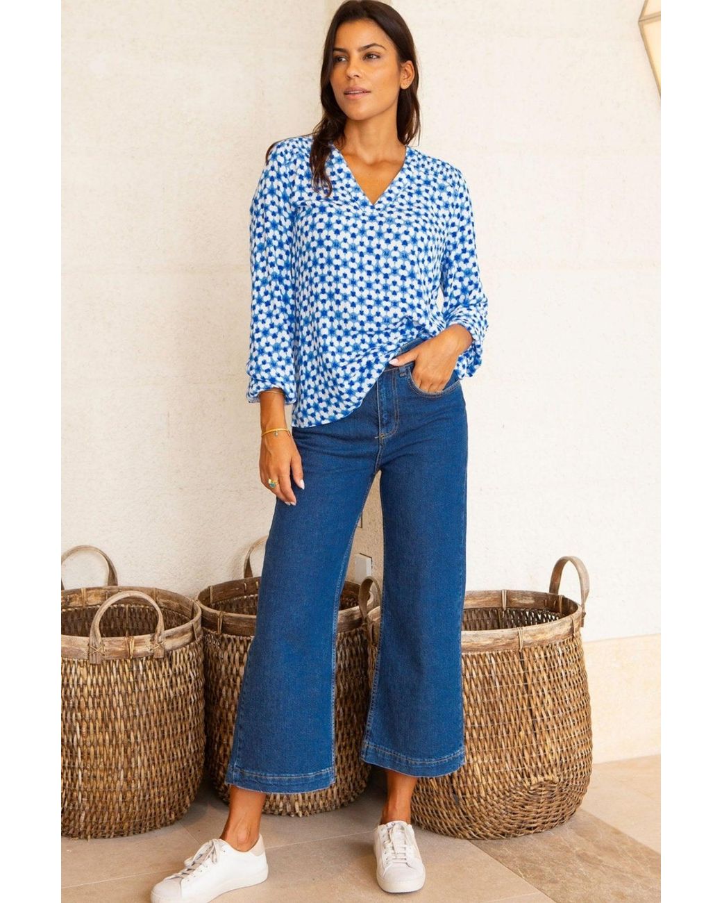 Aspiga Blue Sustainable Clea Blouse Viscose Printed Summer