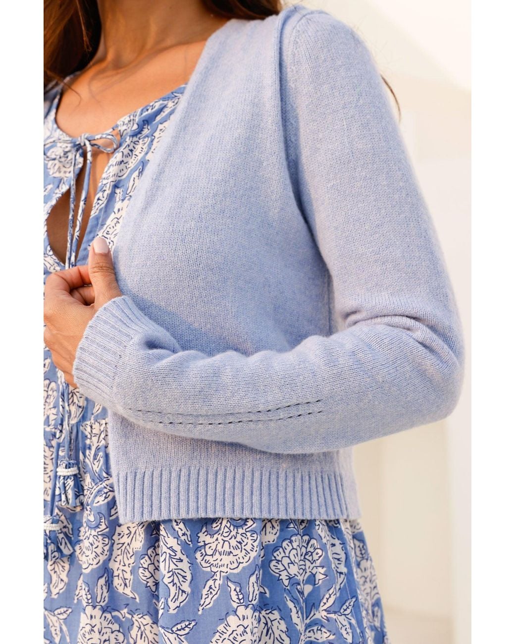Aspiga Blue Ladies Ethical Merino Wool Edge To Edge Cardigan