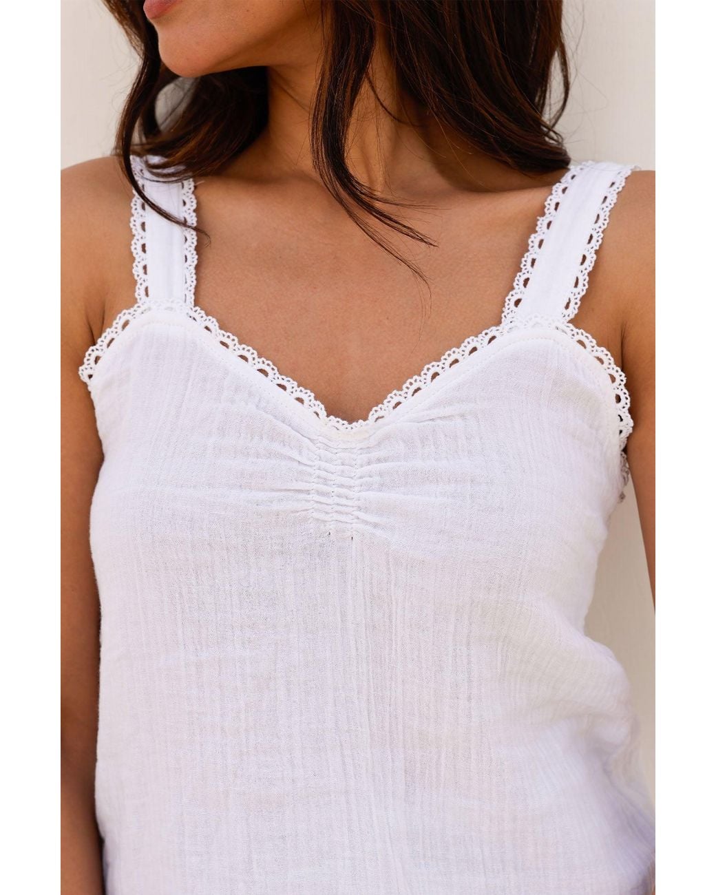 Aspiga Purple Piper Lace Trim Organic Cotton Cami Vest Top Summer Holiday
