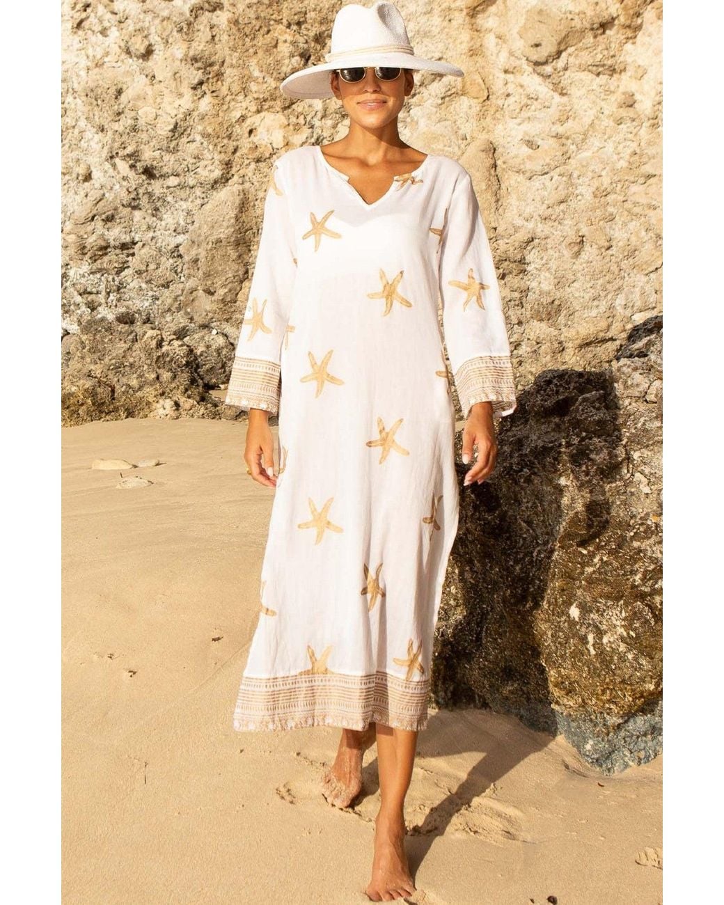 Aspiga Natural Sustainable Guadalupe Maxi Dress Organic Cotton Tunic Printed Summer Holiday Beach Cover Up