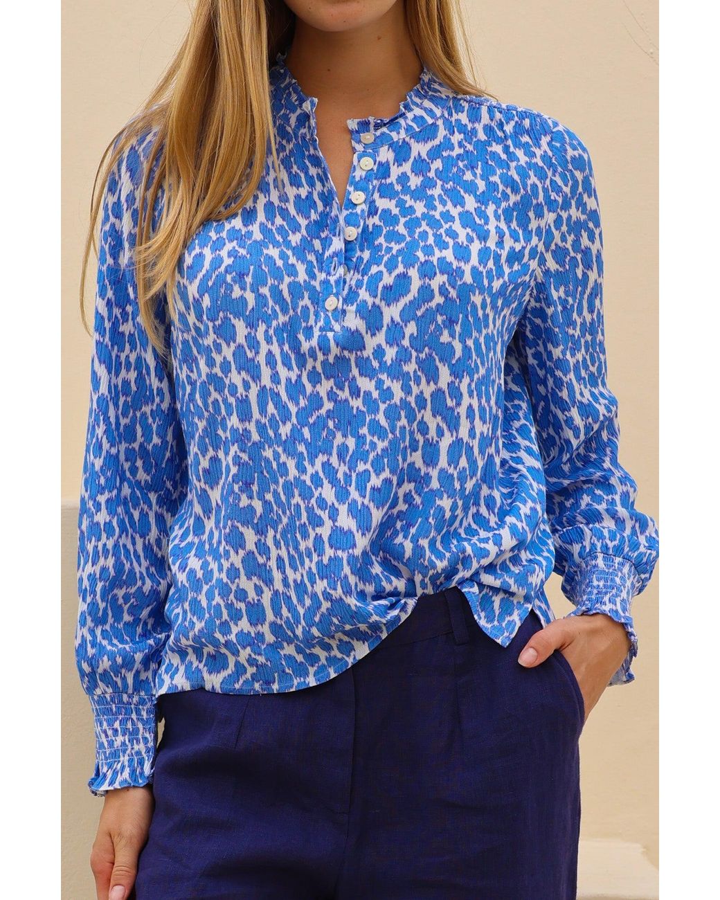 Aspiga Blue Kaia Viscose Crinkle Blouse
